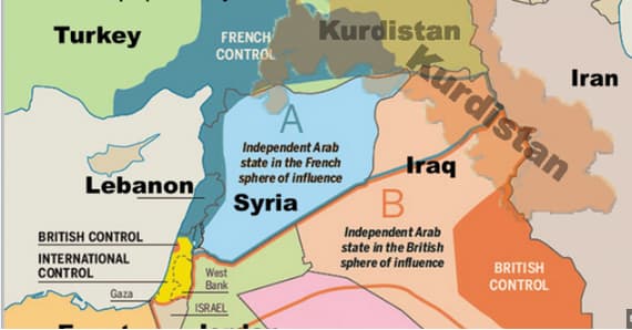 Sykes-Picot Anlaşması harita